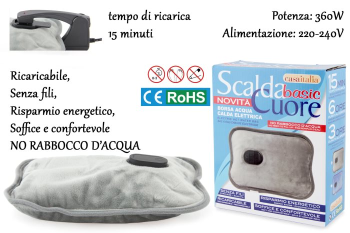 Compra Online! Borsa acqua calda elettrica Scaldacuore Grigia Basic Casa  Italia Bertoldi Shop